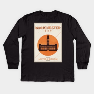 Manchester Poster Design Kids Long Sleeve T-Shirt